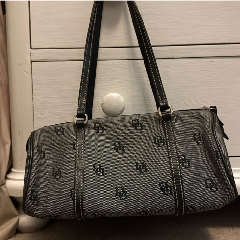 Dooney & Bourke Vintage Gray Black Monogram Shoulder Bag Classic DB logo